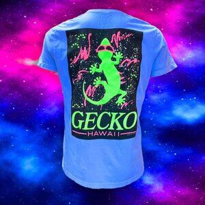 GECKO HAWAII Space Gecko HYPERFLASH: Blue-to-White T-Shirt NWT, Size Small